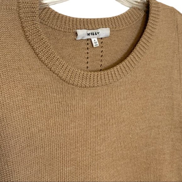 Milly 100% Merino wool high low open pattern knit sweater size small - Picture 3 of 4